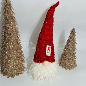 Jingles and Joy Red Sequin Hat Gnome 18”H New with tags